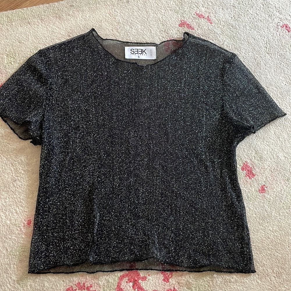 LF sparkly see through T-shirt in size Small